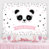 Lofaris Light Pink Dots Lovely Panda Happy Birthday Backdrop